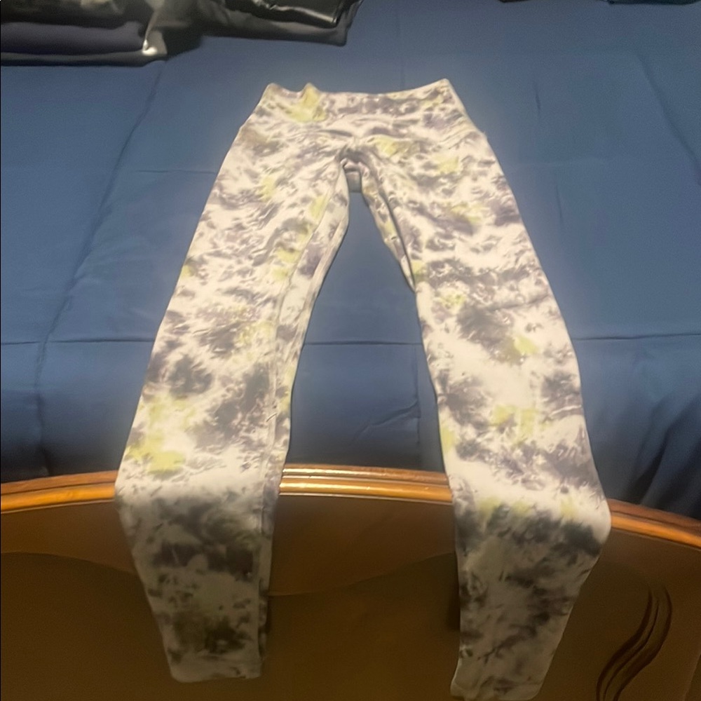 Lululemon Athletica Tie-Dye Leggings - Gray and Yellow